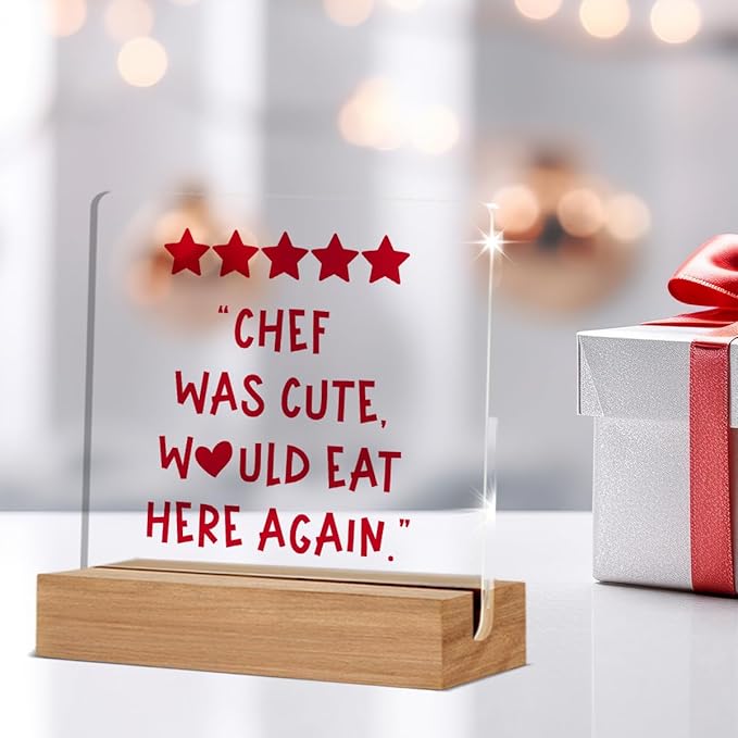 Funny Chef Gifts for Women Men, Cute Kitchen Gifts for Chef, Would Eat Here Again Home Kitchen Decorative Signs Plaque for Desk