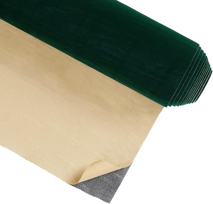 CRE8TIVE 12"x80" Colored Self Adhesive Velvet Flocking Liner for Jewelry Green Velvet Wallpaper Peel and Stick Fabric Felt Velvet Drawer Liner Sticker for Jewelry Box Lining Crafts DIY Showcase Decor