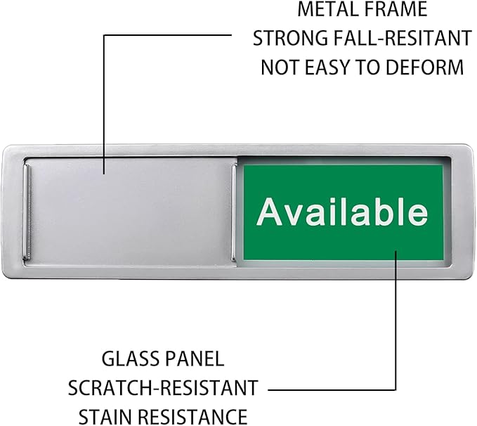 Available or In Use,for Home Office Hotles Hospital Restroom, Vacant Occupied Slider Door Tells Whether Room in Use or Available, 7'' x 2''