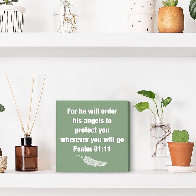 Sage Green Office Desk Accessories Decor Sign Christian Religious Gifts for Women Christian Bible Verse Gift for Women Men Family Friend Driver