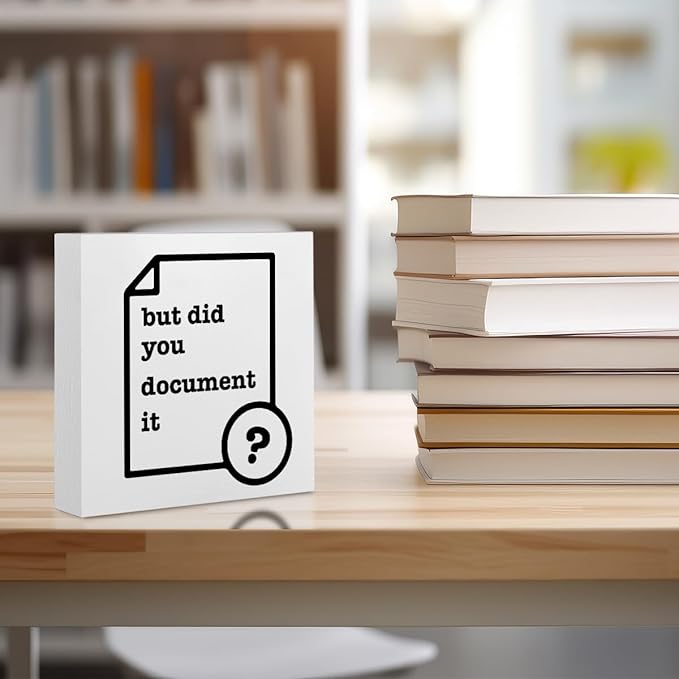 Funny Desk Decor Rustic Office Supplies White Wooden Box Sign But Did You Document It Humor Boss Coworker HR Gifts Office Organizer Farmhouse Wood Plaque Cubicle Accessories Home Shelf Decorations