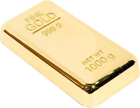 Pack of 1 Fake Gold Bar Paperweights for Office Desk – Luxury Gift for Men & Women, Stylish Birthday & Anniversary Present, Elegant Jewelry Shop Decor (3.15" x 1.57" x 0.39")