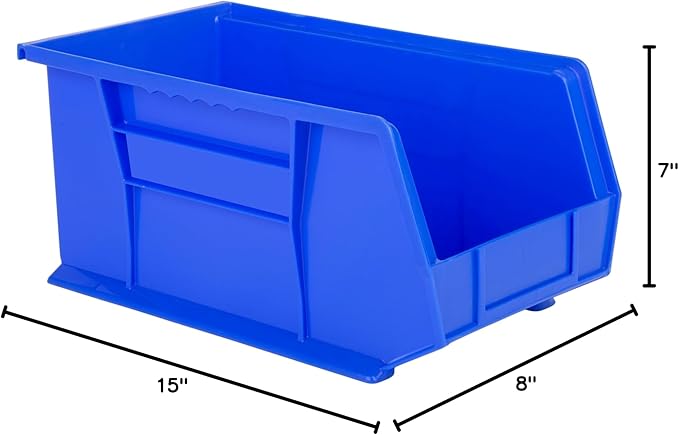 Hudson Exchange 15" x 8" x 7" (6 Pack) Plastic Stackable Storage Bin and Hanging Container, Blue