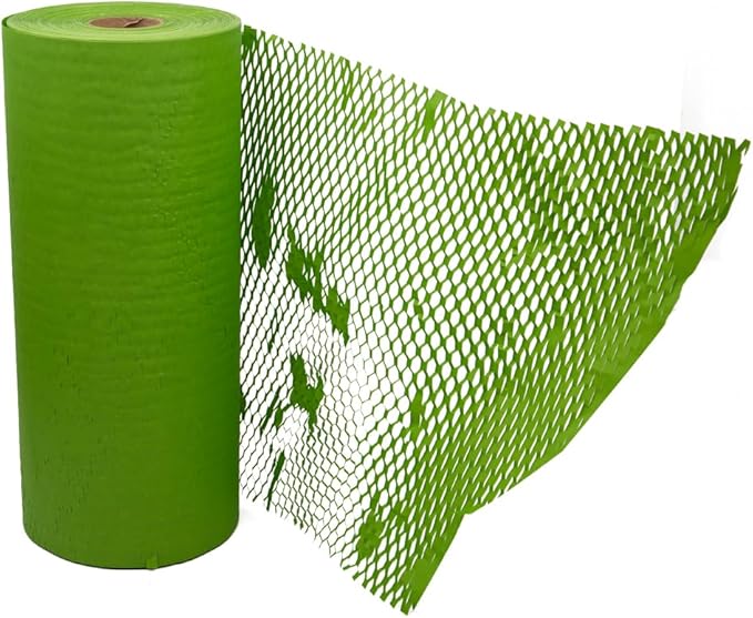 JAM PAPER Honeycomb Packing Paper Roll - 12" x 328' - Emerald Green - 328 Sq Ft - 80 GSM - Roll Sold Individually