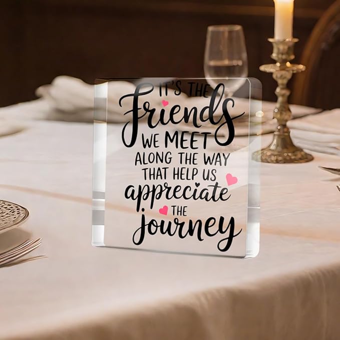 Friendship Gifts for Best Friends Bestie BFF, Friend Birthday Christmas Thanksgiving Gifts, Appreciation Acrylic Plaque Desk Decorative Signs for Home Office Living Room