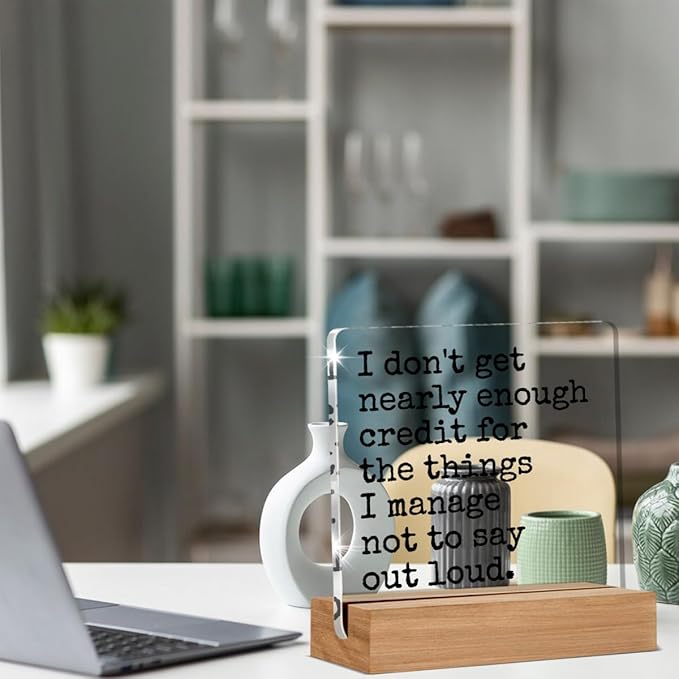 Funny Office Gifts for Women Men Coworkers, Funny Office Desk Signs Decor for Work, Sarcastic Quote Decorative Acrylic Plaque