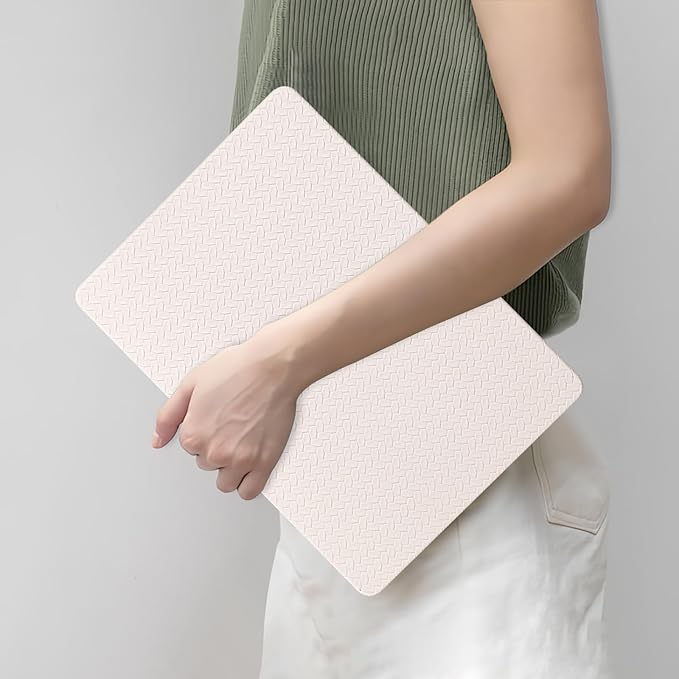 DTangLsm for MacBook Air 13 inch Case M1 2022 2021 2020-2018 Release A2337 M1 A2179 A1932, Woven Fabric Textured Elegant Leather Hard Shell Cover for MacBook Air 13.3 inch Case + Keyboard Cover, Beige