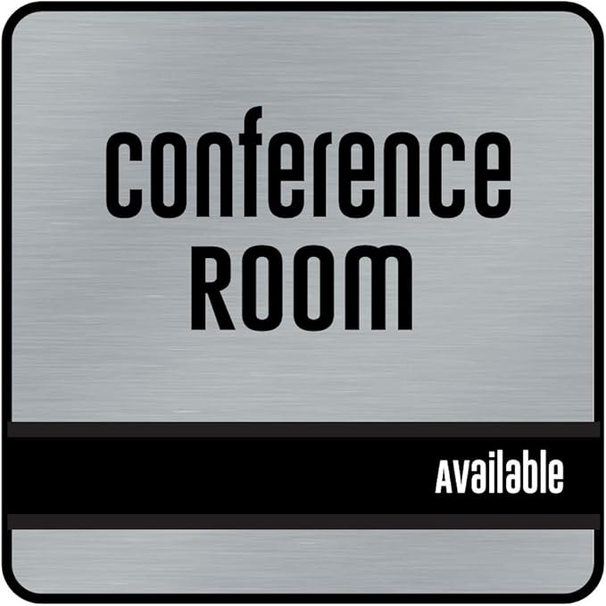 NapTags Conference Room Slider Signs (Silver - Black Frame, 8" x 8")