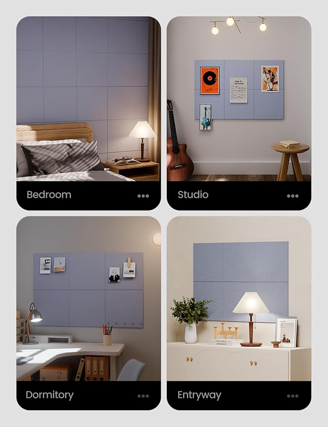 Large Felt Bulletin Board 36" x 24" Cork Board Alternative-6 Pack with 40 Safe Removable Adhesive Tabs, Cork Boards for Walls Cork Board for Home Office Classroom Pin Board - Soft Periwinkle