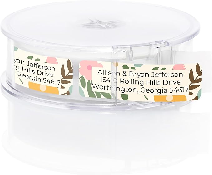 Pastel Floral Rolled Address Labels / 250 Personalized Return Address Labels/Designer Address Stickers in Elegant Plastic Dispenser