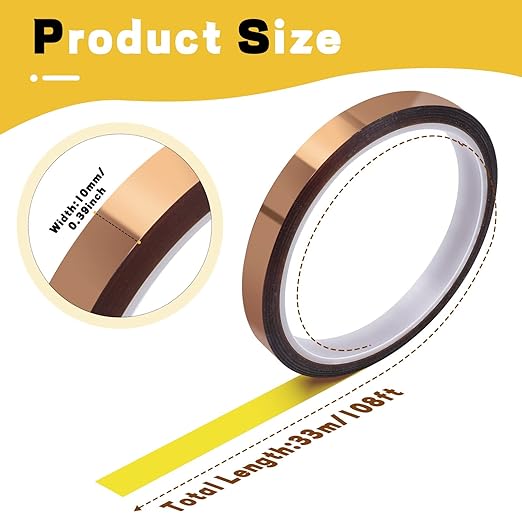 HTVRONT Heat Tape for Sublimation, 4 Rolls 10mm x33m 108ft Heat Resistant Tape for Heat Press, Heat Transfer Tape Thermal Tape for Electronics & Heat Vinyl Press Tape No Residue(Brown)