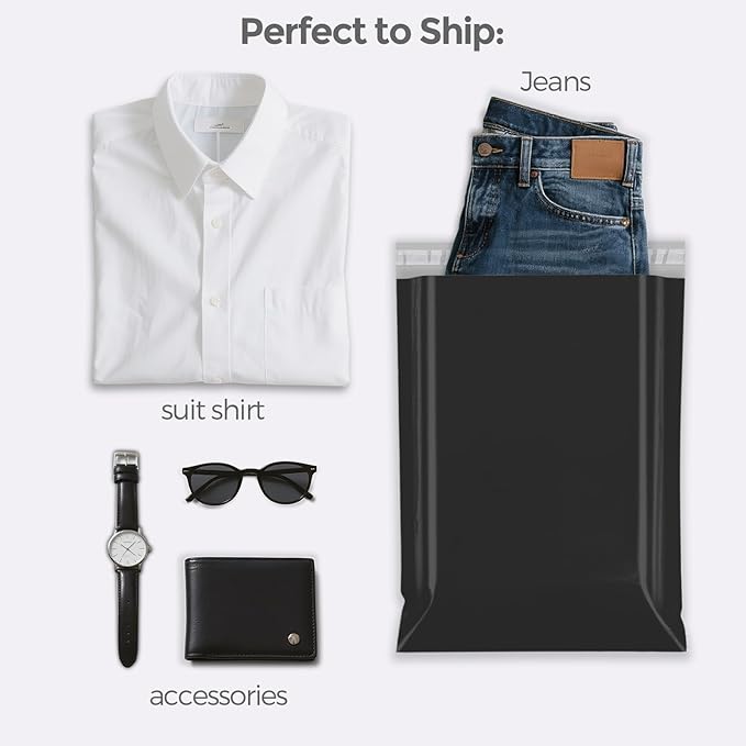 Fuxury 1000 Pack 10x13" Poly Mailers Bulk,Waterproof Mailing Envelopes for Clothing,Strong Adhesive Self Seal Poly Shipping Bags for Postage Return Books Small Business(Black)