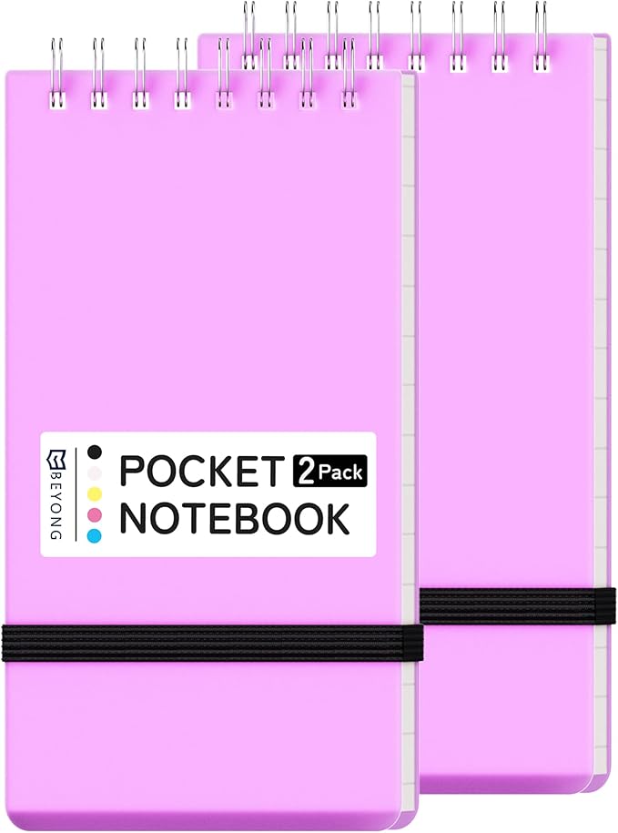 BEYONG Small Pocket Notebook Journal, Mini Notepad Spiral Notebooks for Work School (Purple, 3x5)