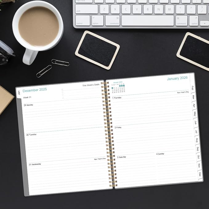 2026 Planner - Weekly Monthly Planner 2026 from January 2026 to December 2026 with 12 Monthly Tabs, Flexible Cover, Inner Pocket, 8.5" x 11", Rose Floral