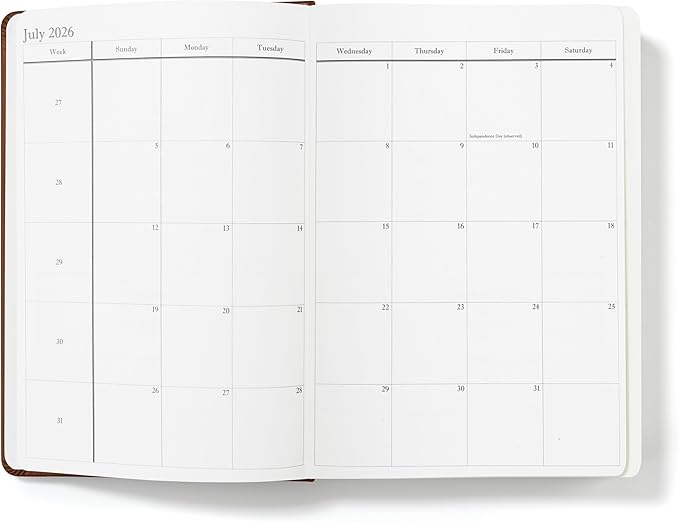 Wykeham's Executive 2026 Daily Journal Planner – US Public Holidays & Format – Customization Available (Brown, 8.5"×5.5")