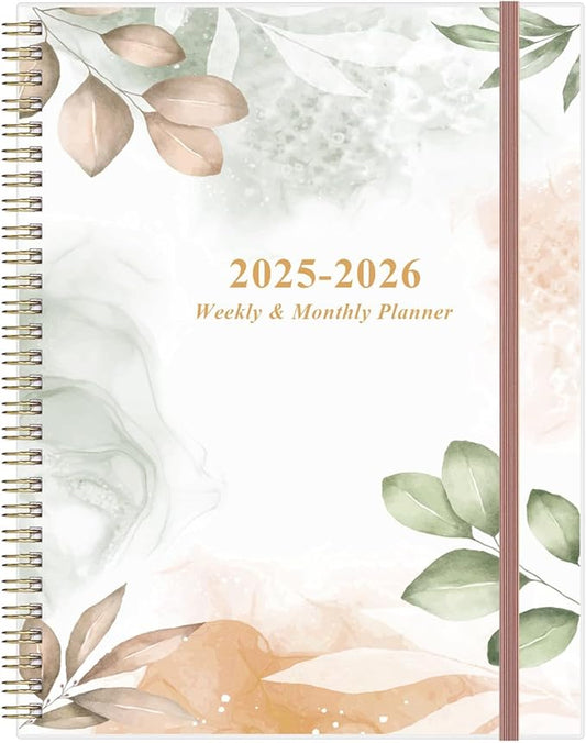 2025-2026 Planner - Academic Planner 2025-2026 from July 2025 to June 2026 with 12 Monthly Tabs, Flexible Cover, Inner Pocket, 8.5" x 11", Rose Leaf