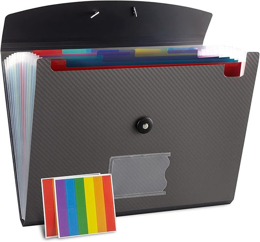 Expanding File Folder, 13 Pockets, Grey, Polypropylene