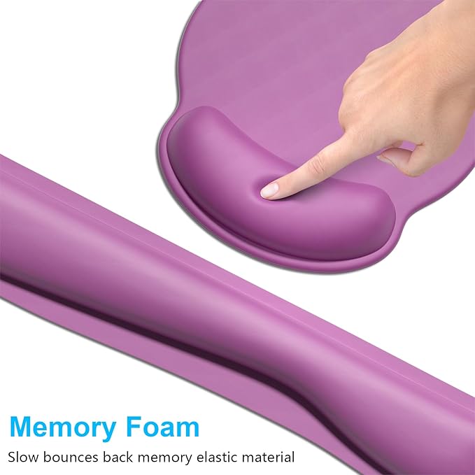 Dapesuom Keyboard Wrist Rest and Mouse Pad with Wrist Support, Cute Memory Foam Cushion for Keyboard and Mouse Set, Desktop Pad Rests with Non Slip Base for Easy Typing & Pain Relief, Radiant Orchid