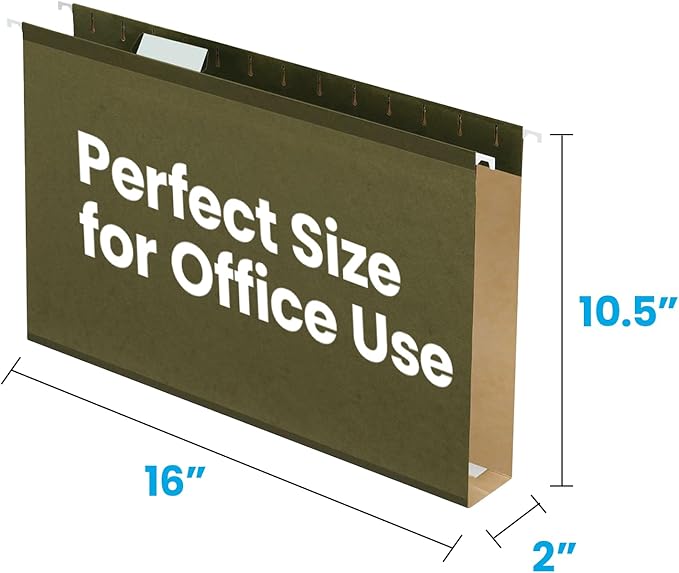 Pendaflex Extra Capacity Reinforced Hanging File Folders, 2", Legal Size, Standard Green, 1/5 Cut, 25/BX (4153x2)