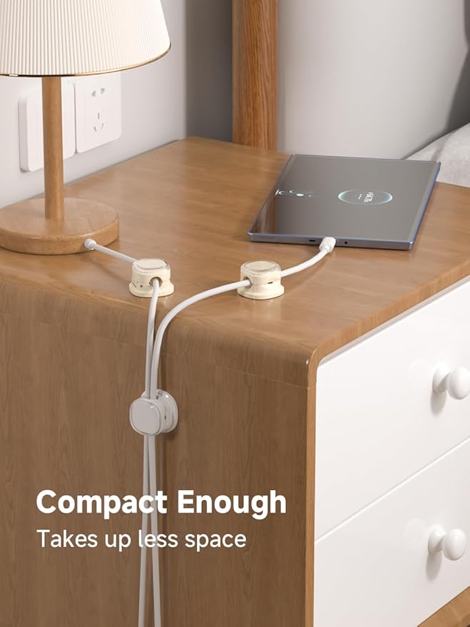 Magnetic Cable Clips, Adjustable Cord Holder Management, Adhesive Wire Keeper Organizer for Home Office Desk Phone PC Car Wall Desktop Nightstand Appliance (9-PCS White & Apricot)