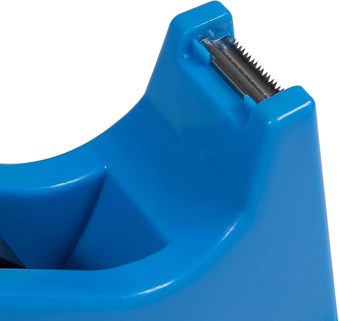 IHOMECOOKER Desktop Tape Dispenser Adhesive Roll Holder (Fits 1" & 3" Core) with Weighted Nonskid Blue