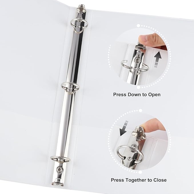 1-inch Round Ring Binder, Standard 3 Ring Binder Fit Letter Size Paper, Presentation View Binders, White,12-Pack