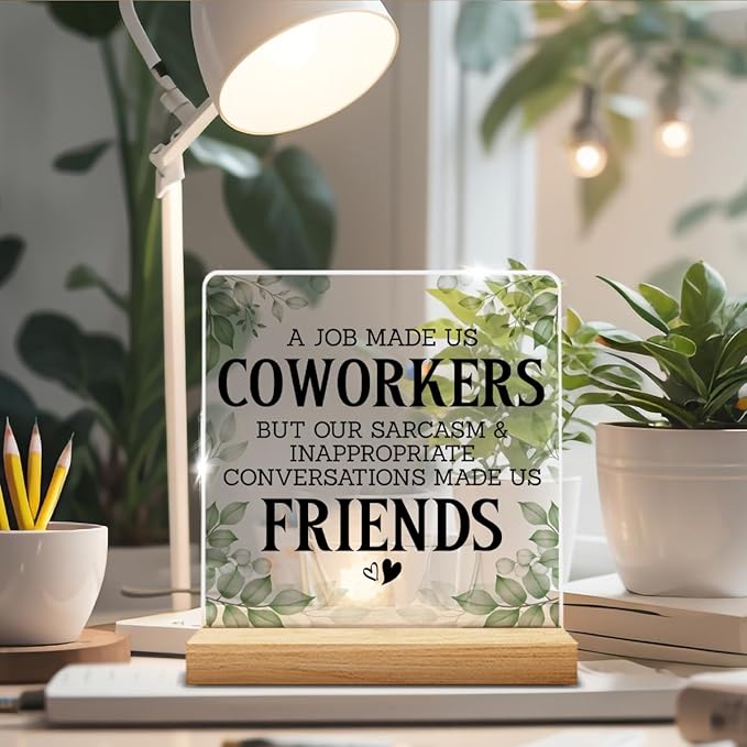 Friendship Gifts for Coworkers Work Friends, Work Besties Gifts for Women, a Job Made Us Coworkers Acrylic Desk Sign Decor