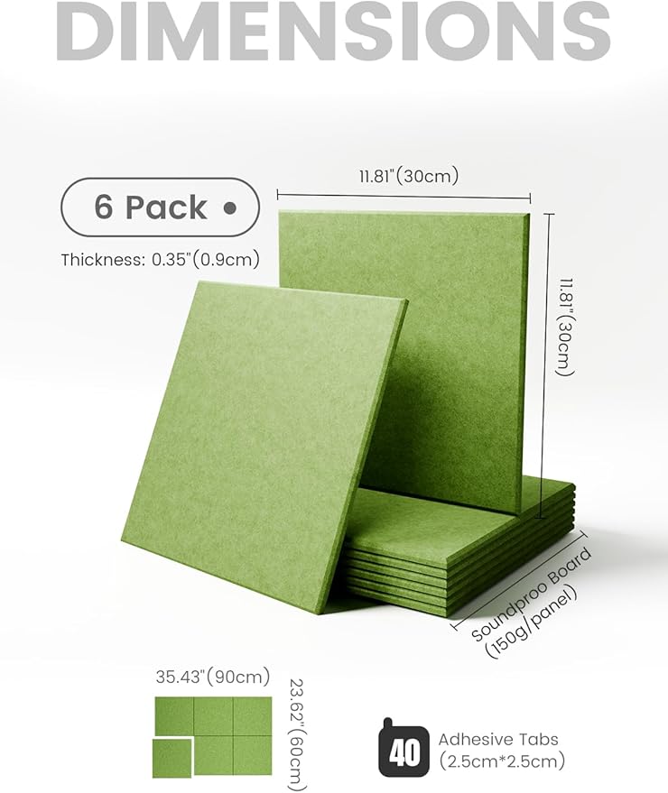 Large Felt Bulletin Board 36" x 24"Cork Board Alternative - 6 Pack with 40 Safe Removable Adhesive Tabs, Cork Boards for Walls Cork Board for Home Office Classroom Pin Board - Grass Green