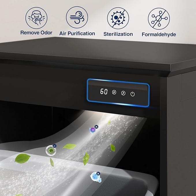 Tilt Out Trash Cabinet, Kitchen Trash Can Cabinet w/Negative ion and deodorizing Function, Dog Proof 10 Gallon Garbage Can Cabinet for Kitchen, Bathroom, Living Room, Black