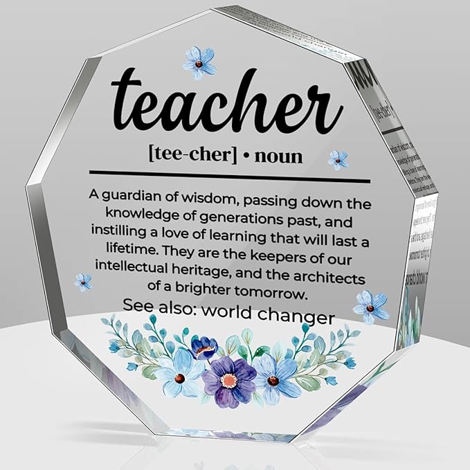 Teacher Gifts for Women Thank You Gifts for Teacher Best Teacher Ever Gifts Back to School Gift for Teacher Graduation Appreciation Birthday Christmas Gift for Teacher Definition Acrylic Decorative Signs Plaques
