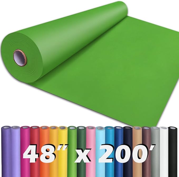 PerkHomy 48" x 2,400" (200') Medium Green Kraft Paper Roll for Craft Bulletin Board Paper Art Table Covering Crafting Gift Wrapping Bouquet Packing Parcel 80GSM 55LB (Medium Green, 48" x 200')