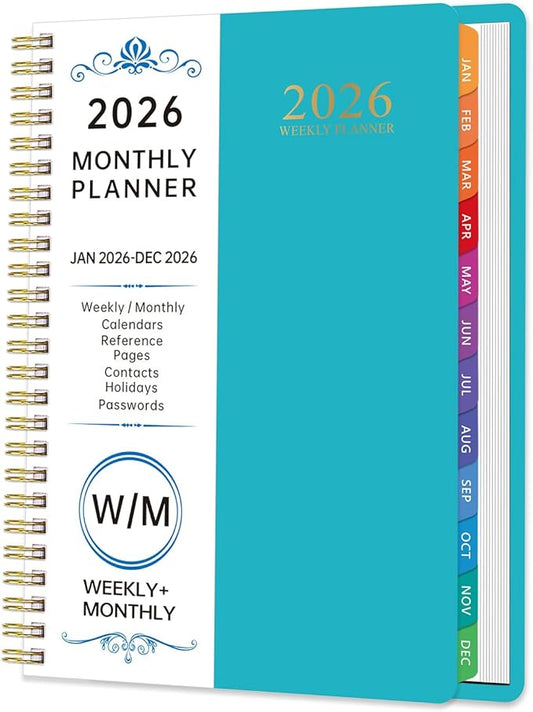 2026 Planner Weekly and Monthly, 2026 Academic Year (January 2026 - December 2026) Calendar wirh Tabs, Agenda Book for School Student, Teachers, Office Supplies,Home, 6" x 8.5" (Green JAN2026-DEC2026)