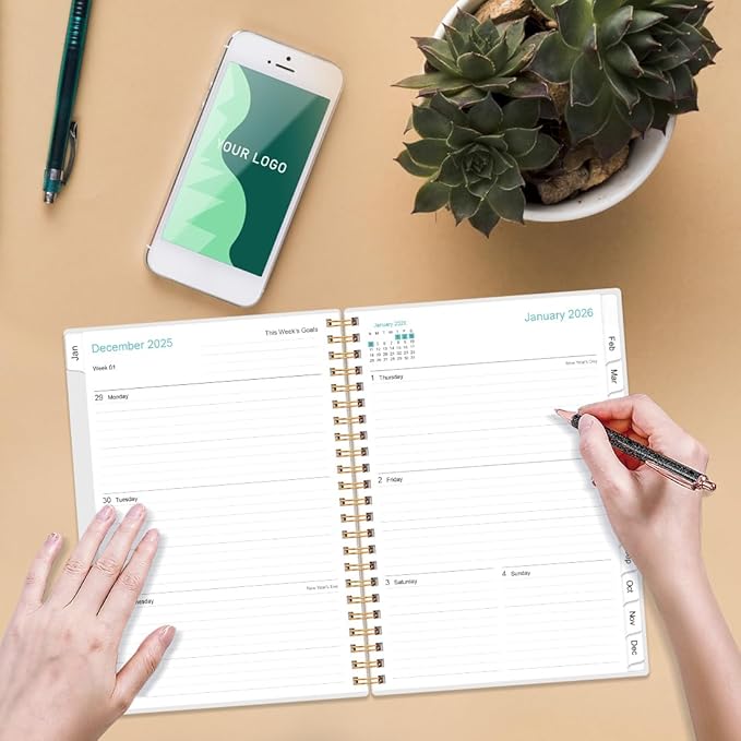 2026 Planner - Planner 2026 from January 2026 to December 2026, Weekly & Monthly Planners Spiral Bound with 12 Monthly Tabs, Inner Pocket, 6.4" x 8.5", Rose