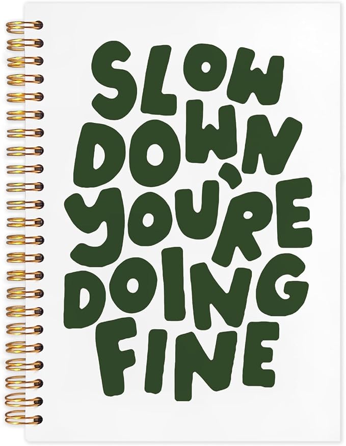 SNNDER Mental Health Inspirational Spiral Notebooks, Motivational Quote Journals for Writing, Slow Down You're Doing Fine Notebook for Note Taking, Positive Affirmation Gifts for Women, 5.5x8.3 Inch