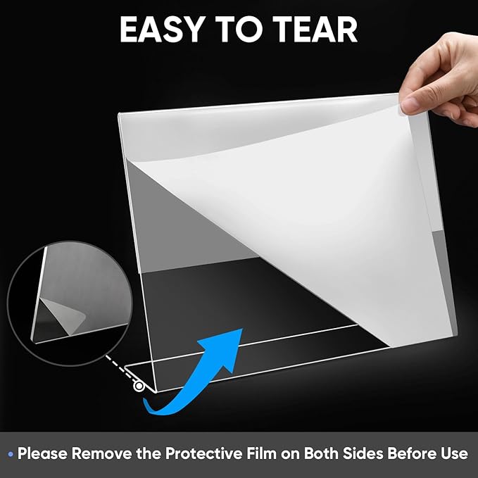 TICONN 11 x 8.5 Acrylic Sign Holder, L Shape Clear Sign Stand for Displaying, Plastic Paper Holder for Office, Store, Restaurant (Horizontal 12 Pack)