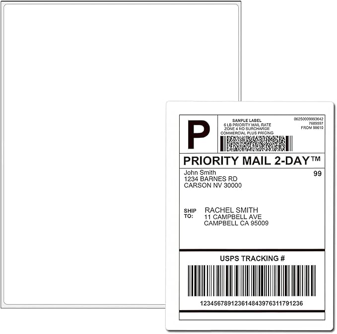 4000 Full Sheets Sticker Paper for Laser & Ink Jet Printers, 8.5" x 11" Full Sheet Address Shipping Label, 4000 Sheets 4000 Labels