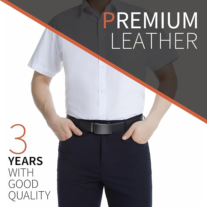 Zitahli Ratchet Belt for Men - 2 Packs Leather Mens belt For Gift Men Dress and Casual,Trim to Fit