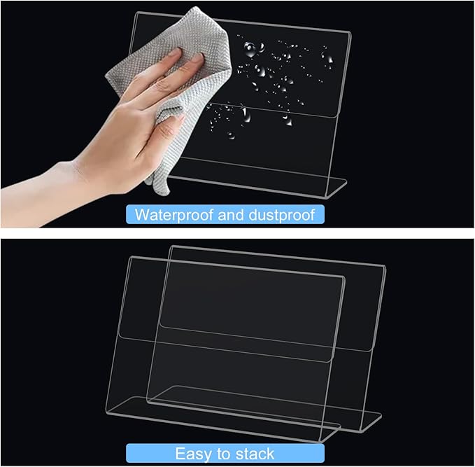 Slanted Back Acrylic Sign Holder,6 x 4 Clear Plastic Sign Holder,Paper Display Table Stand,Acrylic Stands for Display Frame,Flyer Holders for Office,Store,Restaurant- Horizontal(6 Pack)