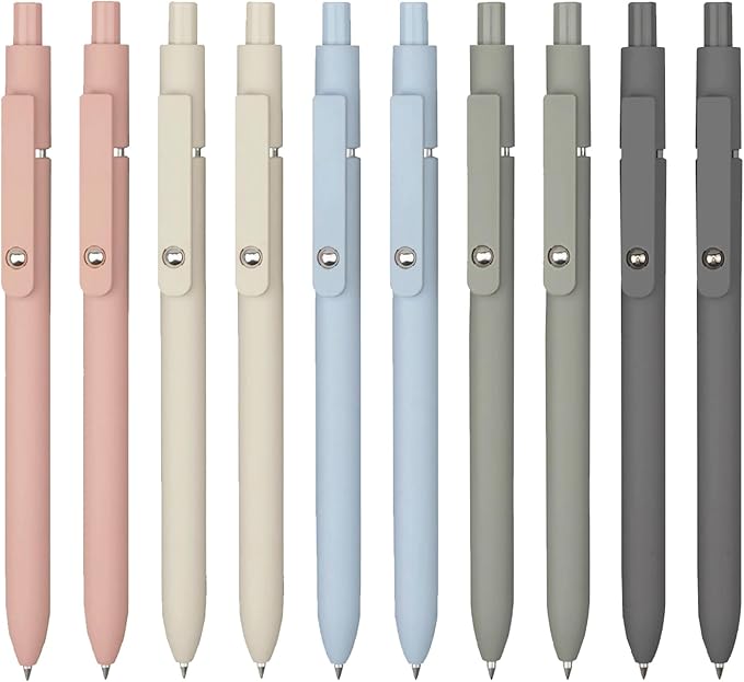 VICO Gel Pens, 10 Pack 0.5mm Black Ink - Quick-Dry Fine Point Pens, Cute Aesthetic High-End Design for Smooth Writing, Journaling, School, Office, Gifts for Women & Men