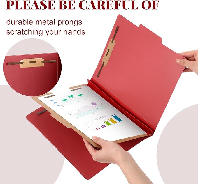 Skyygemm 48 Pcs Classification Folders Letter Size, 1 Divider Pressboard File Folder with Fasteners, Expanding File Organizer Bulk for Teachers, Clergy, Office, Church, Christmas Donations (Red)