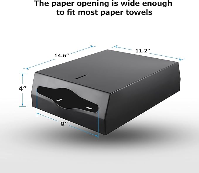 Paper Towel Dispenser Wall Mount Commercial c fold Multifold Trifold, Touchless Hand Towel Dispenser with Lock, (Matte Black)