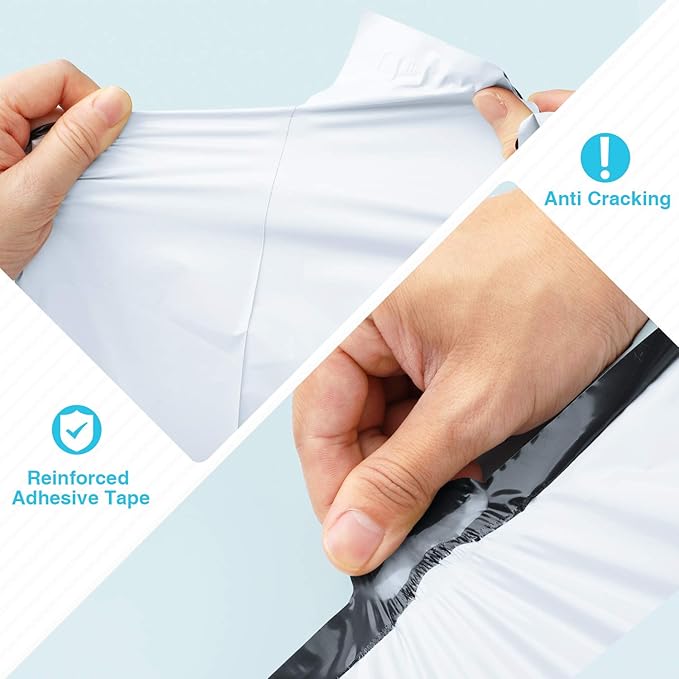Fuxury 9x12 200 Pcs White Poly Mailers Shipping Envelopes, Self-Seal Envelopes, Enhanced Durability Multipurpose Shipping Bags Envelopes, Keeps Items Safe & Protected