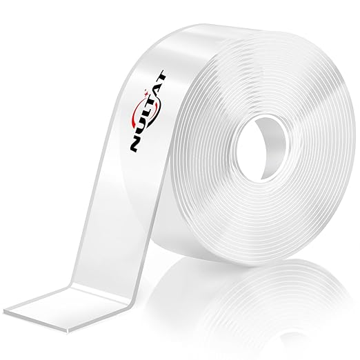 Strong Double Sided Tape Heavy Duty Double Sided Tape for Walls, Clear & Tough Double Sided Mounting Nano Tape, Removable Adhesive Wall Tape for Hanging Picture, Poster, Carpet (16.5FT)