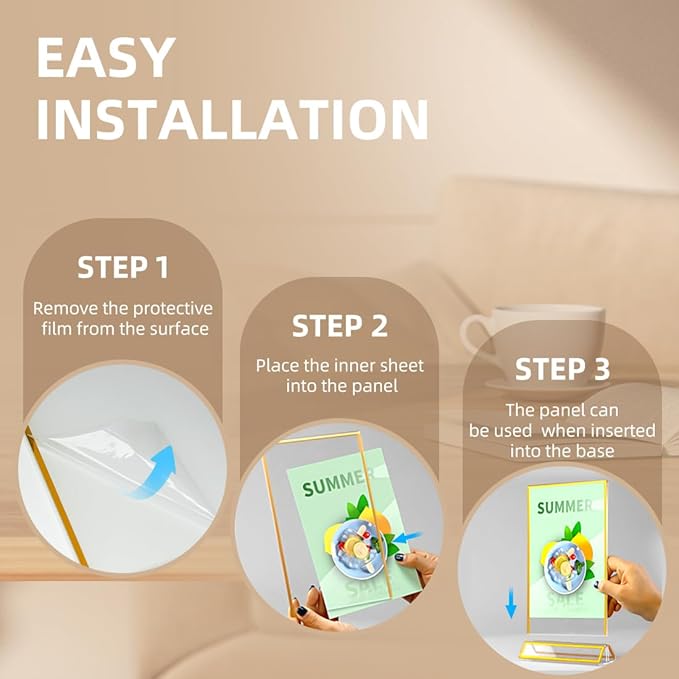 Acrylic Sign Holder 4 x 6 Double Sided Acrylic Frames Display Stand Clear Table Flyer Holder，Plastic Paper Holder for Home Office Shop