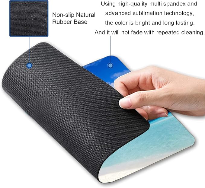 Mouse Pad, Beach Design Mouse Pad, Washable Square Cloth Mousepad for Office Laptop, Non-Slip Rubber Computer Mouse Pads for Wireless Mouse, Cute Mouse Pads for Desk