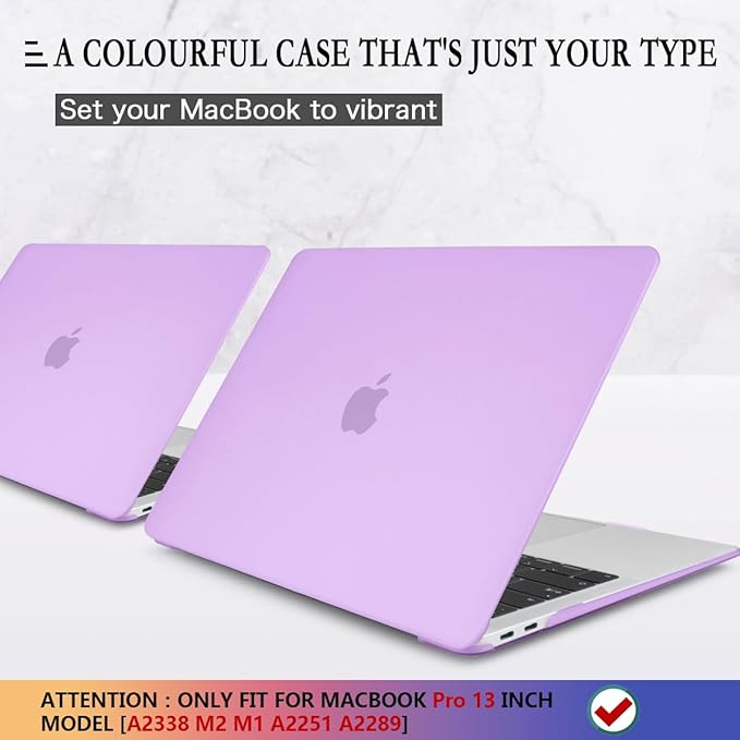 CISSOOK Case for MacBook Pro 13 Inch 2020-2025 Release M1 M2, Laptop Hard Shell Cover for MacBook Pro 13" A2251 A2289 A2338 Model with Keyboard Cover and Screen Protector, Matte Purple