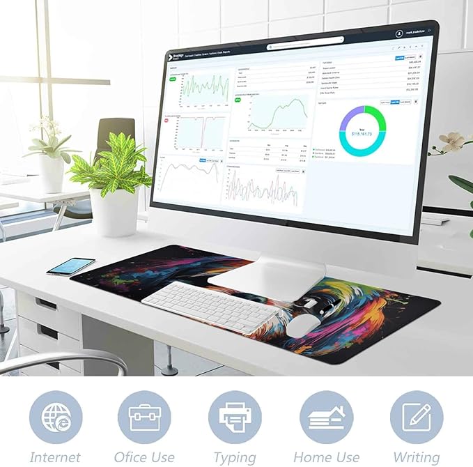 Rainbow Shih Tzu Mouse Mat - XL Gaming Mouse Pad with Non-Slip Rubber Base for Home and Office Use