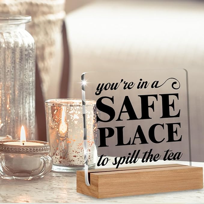 Counseling Therapy Office Decor, School Counselor Therapist Gifts, Social Worker Office Decorations, You're in A Safe Place Decorative Desk Signs Acrylic Plaque