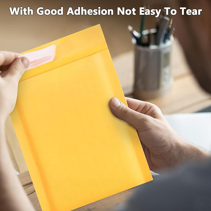 Kraft Bubble Mailers 8.5x11inch 50Pack Yellow Self-Seal Padded Envelopes Bubble Opaque Padded Mailers Shipping Bags for Small Businesses to Package and Mail Jewelry, Electronic Products