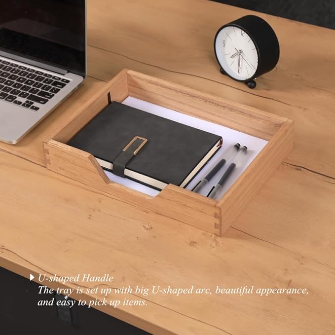 Wood Letter-Size Tray for Office Desktop Organizer - Wooden Front-Load Documents Tray for Mail, Paper, File, Magazine, Pen,Notebook Storage Paper Holder Trays Light(DGTU-LT)